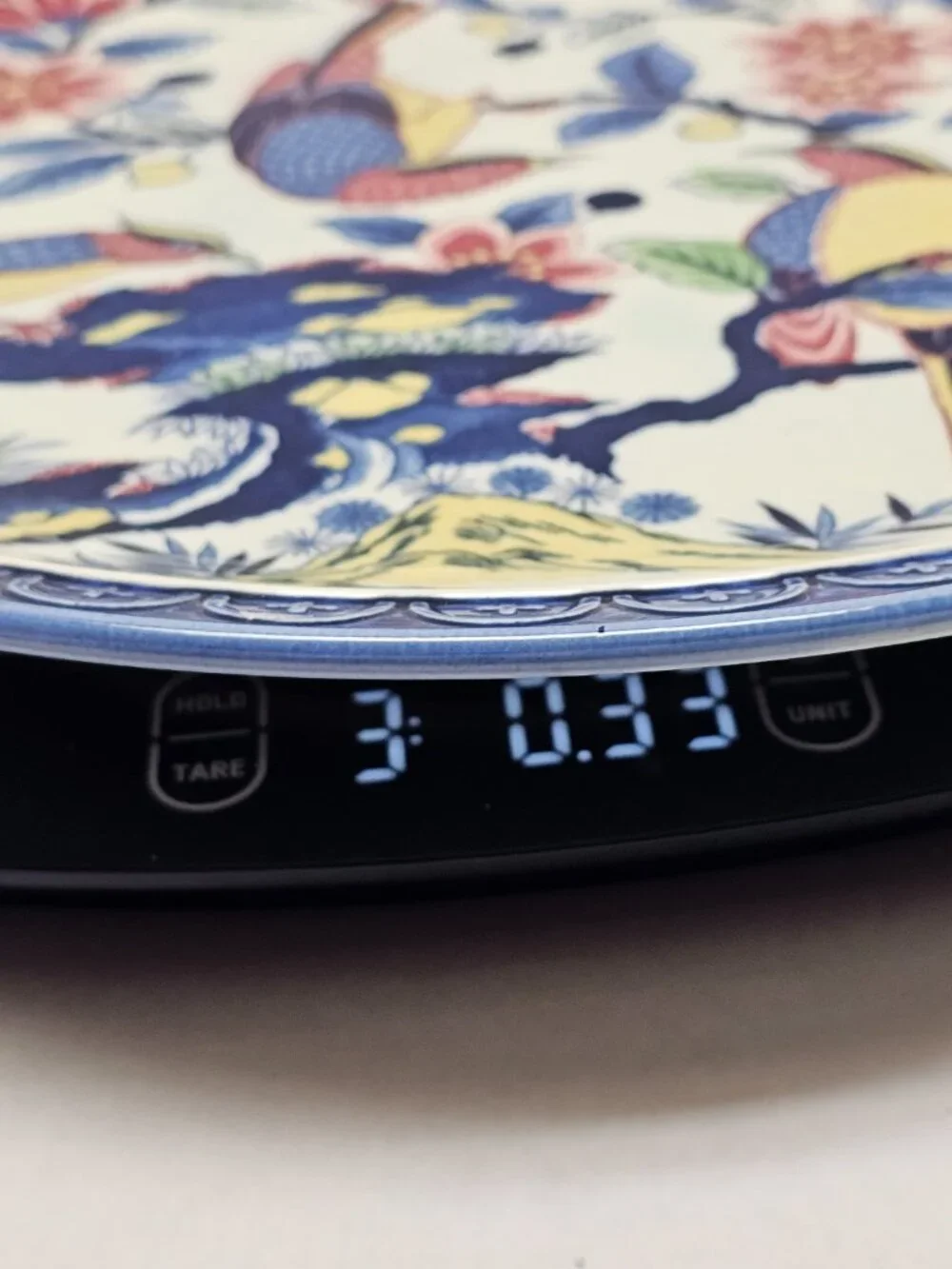 Vintage Asian Hand Painted Ceramic Platter Floral Birds Peacock Plate ~14